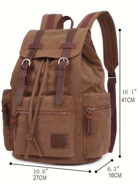 Unisex Retro Canvas Backpack with Multiple Pockets main image 9